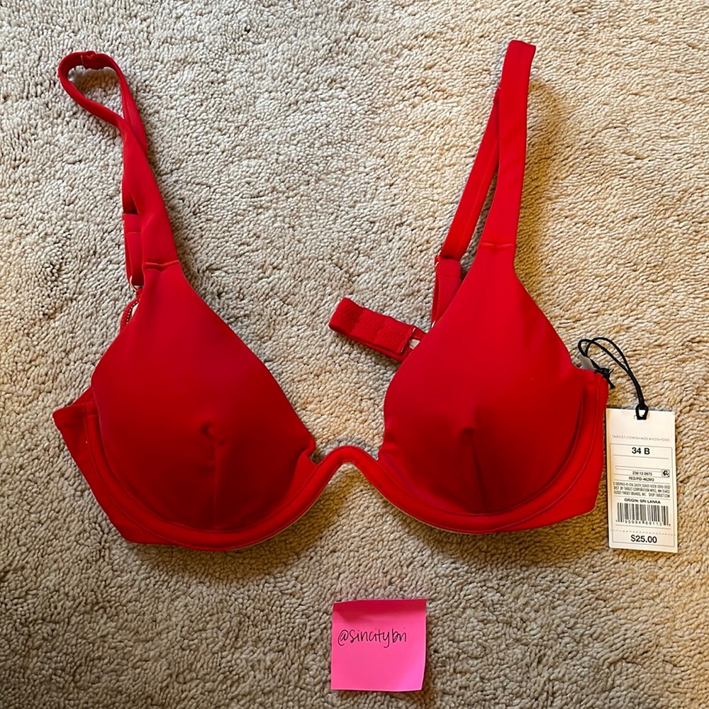 Shade & Shore Red Women’s Underwire Bikini Top